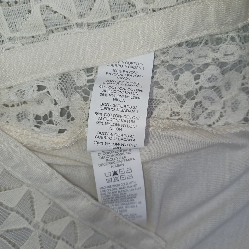Lucky Brand Womens Boho Lace Button Up Top Cream Size Small Romantic Coquette - Picture 11 of 11